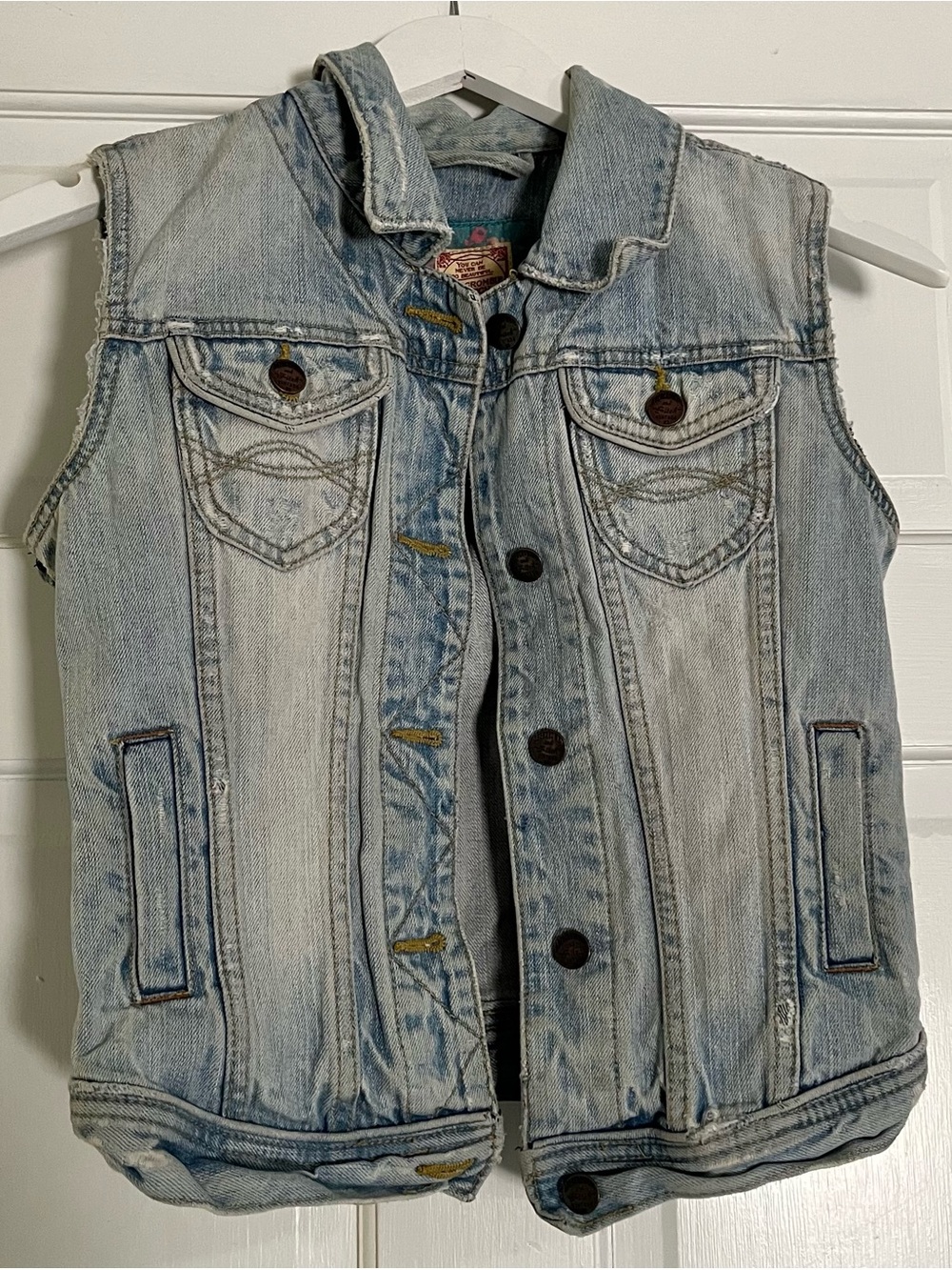 Abercrombie (Kids XL) Women Small Light Wash Denim Vest